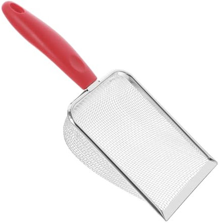 Garneck Pala di sabbia per Maglia pettinare la spiaggia scavare conchiglie pala a rete sandbox pala divertente strumento pala multiuso acciaio inossidabile rosso