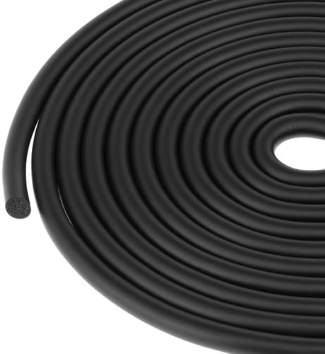 QWORK® Rundschnur Dichtung – 10 mm x 5 m, Schwarzer EPDM-Schaumgummi, Ideal zum Füllen von Fugen und Rissen in Straßen