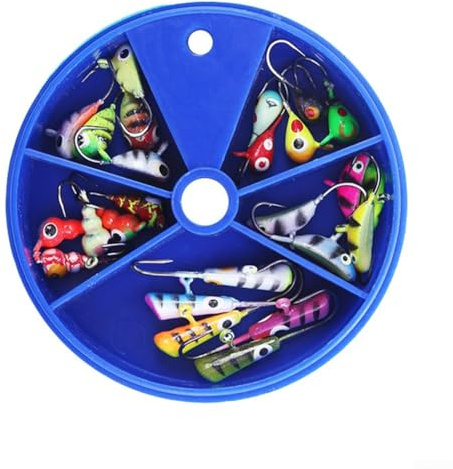 Juego de anzuelos de metal para pesca en hielo, 25 piezas con diseño realista de gusano y cuerpo reflectante, adecuado para varias especies de peces en entornos de agua dulce y salada