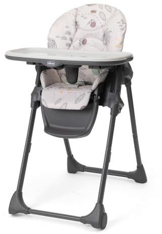 Chicco Polly Easy Seggiolone Pappa Evolutivo per Bambini da 6 Mesi a 3 Anni (15 kg), Seggiolone Reclinabile a Sdraietta con Altezza e Poggiapiedi Regolabili, 4 Ruote, Chiusura Compatta, Woodland