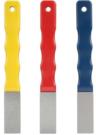 3 PCS Diamond Sharpening Stones Set, 3 Grits 220 400 600, Color Coded Flat Hand File Knife Sharpener for Kitchen, Outdoor, Hunting Tools