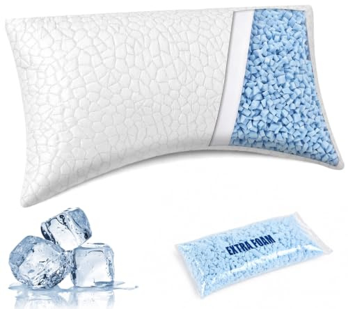 Seitenschläferkissen Einstellbar mit 200g Memory-Schaum Füllung, Ergonomisches Kühlendes Kopfkissen mit Gebogenem Design für Nacken- & Schulterstütze, Orthopädisches Kissen, Bezug Waschbar, 48 x 86cm