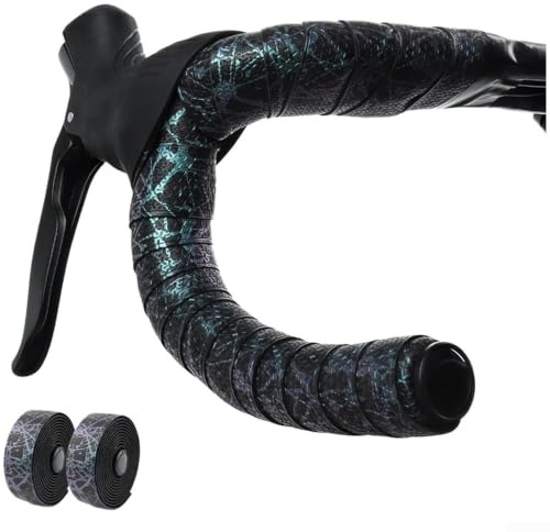 Honseadek Ruban adhésif pour guidon de vélo de route avec couche en polyuréthane, amortissement EVA de 3 mm, et système de circulation d'air en tissu composite (irisé)
