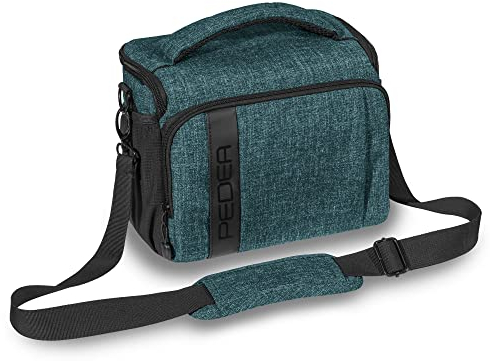 Pedea Kameratasche Fashion für Spiegelreflex DSLR SLR Spiegelreflexkamera Fototasche für DLSM Systemkamera mit Regenschutzhülle für Zubehör und Objektive, Gr. XL Petrol