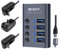 WLXKJY Hub USB 3.0 in alluminio, hub USB attivo - 4 porte USB 3.0 SuperSpeed, interruttori individuali e alimentatore da 36 W (12 V/3 A) per MacBook/MacBook Air/MacBook PRO
