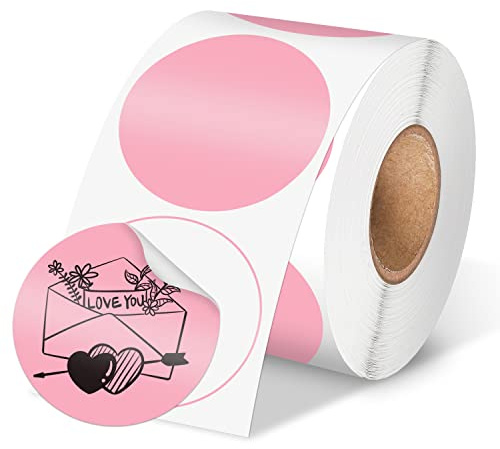 Phomemo Étiquettes adhésives thermiques avec cercle rose, 6,5 cm, étiquettes autocollantes rondes, étiquettes adhésives multi-usages pour logo DIY, code QR, inventaire - rose, 750 étiquettes/1 rouleau