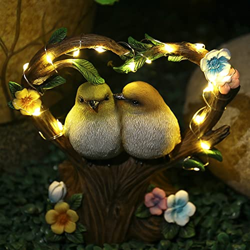 Tuzsocr Luci solari a forma di gufetto,Statua esterna Animali Decorazione,Lampada solare a LED in resina stagnata,Statuine giardino coppia,per cortile prato casa ingresso Natale regalo (stile 2)