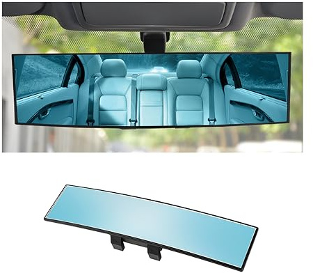 Osilly Rear View Mirror for Car, 12.1 inch Interior Clip-on Panoramic Convex Rearview Mirrors, HD Anti Glare Wide Angle and Reduce Blind Spot, Universal for SUV Trucks Vehicles (Blue)