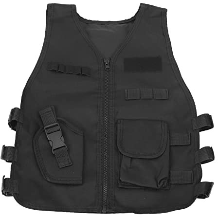 HOOLEEY Kinder-Schießweste, atmungsaktiv, Sicherheitsschutz-Training, Militärweste für Outdoor-Kinder, Schießschutz, Schwarz (l)