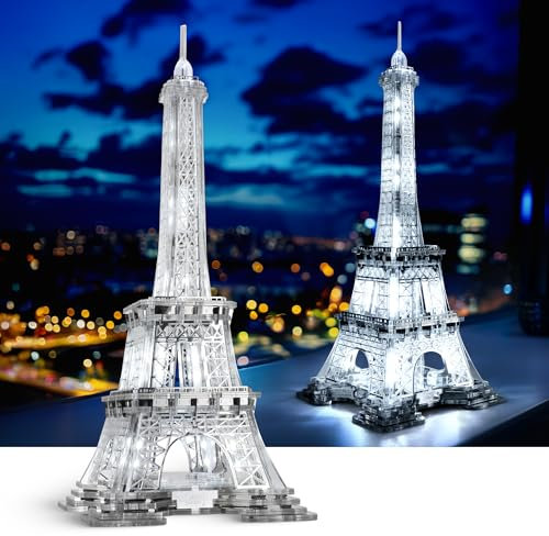 GalaSpark Puzzle 3D LED per adulti, modello Torre Eiffel argentato, kit di puzzle 3D in acrilico, lampada puzzle 3D, decorazione per la casa, decorazione domestica, piccola