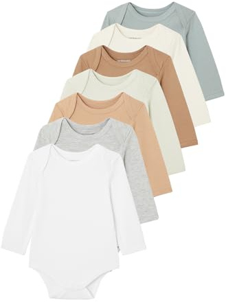 VERTBAUDET Lot de 7 bodies manches longues ouverture US bébé BASICS multicolore 36M(97CM)