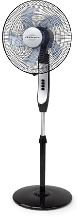 Orbegozo SF 0441 Ventilador de pie 40 cm 55W 3 velocidades oscilación oval 5 aspas silencioso altura regulable 135 cm cabezal inclinable rejilla extraíble base redonda estable gran caudal de aire