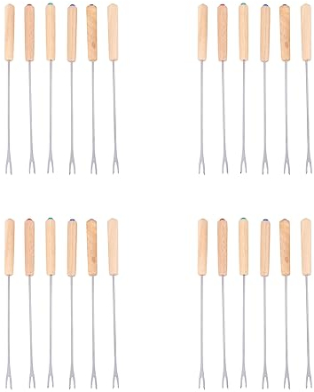 ISTOVO 72X à Chocolat en Acier Inoxydable à Codage Couleur Fourchettes à Fondue AU Fromage avec Manche en Bois de Chêne Résistant à la Chaleur, 9.5 Pouces