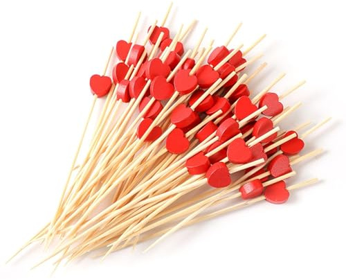 200 Brochetas De Snacks, Brochetas De Frutas Decorativas En Forma De Corazón, Brochetas De Cóctel, Palillos De Cóctel, Brochetas De Amor