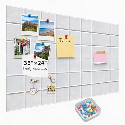 inodiref Tableau Liege Autocollant 90x60cm 6 Pièces 0,9cm D'épaisseur 30x30cm Panneau Liege Mural Feutre Tableau en Liege Mural Tableaux en Liège Tableau D'affichage Pour Photos Tableau D'affichage