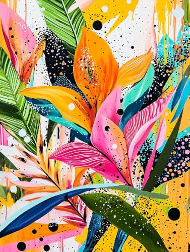 WANMIU Peinture par Numero Adulte Un festin de fleurs tropicales DIY Peinture à l'huile Numéros Toile Paint by Numbers Peindre par Nombre Kits sans Cadre 40x50cm