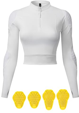 Coheritrix Felpa da Moto da Donna, Giacca Da Moto Traspirante Ed Elasticizzata, Giacca Biker Con Zip E Taglio Cropped Di Tendenza per Lo Street Style, La Palestra E L'uso Quotidiano,White-M