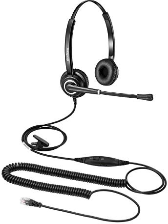Beebang RJ9 Telephone Headset with Microphone Noise Cancelling for Avaya Polycom, Office Landline Phone Headset for Aastra Alcatel Gigaset Nortel, Wired Call Center Headset for Desk Phone