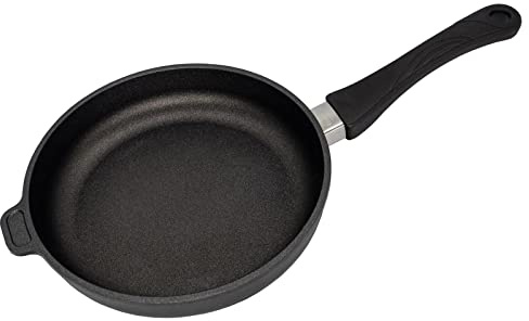 Eurolux Guss-Pfanne Induktion Ø 26 cm - flacher 5.0 cm Rand - mittelgroße runde Alugusspfanne mit Antihaft-Beschichtung - Made in Germany