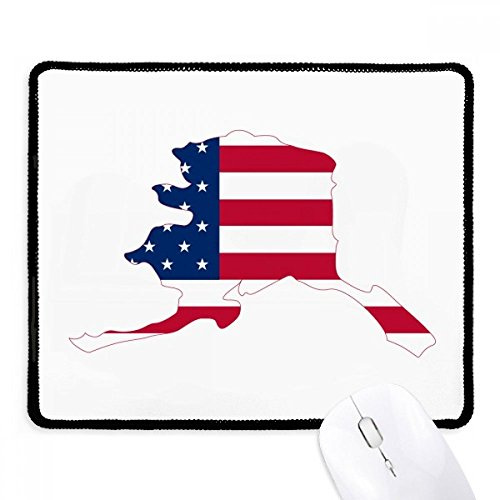 Map Stars Stripes Flag Shape Alaka USA Mousepad Stitched Edge Mat Rubber Gaming Pad
