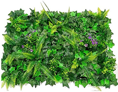 NC - Planta artificial para césped, setos artificiales, paneles de hojas, césped, pared, plantas, paneles de vegetación para interiores y exteriores, decoración de pared para el hogar, jardín, 40 x 60