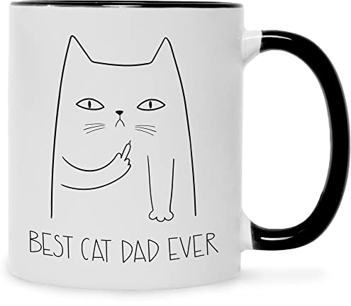 GRAVURZEILE Tasse mit Spruch - Best Cat Mum & Dad - Lustige Tasse für Eltern - Geschenk zum Muttertag Vatertag - Geschenk für Frauen Männer - Geschenk für Sie & Ihn - Farbe: Dad Schwarz & Weiß