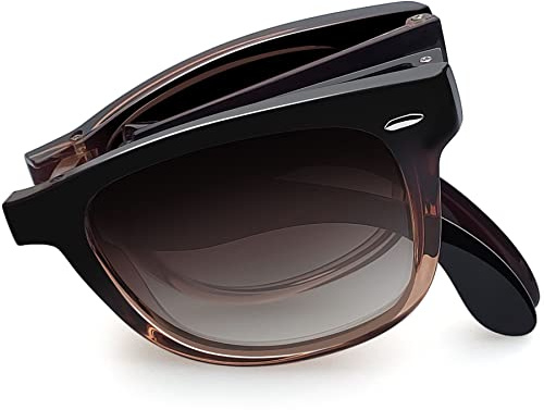 Joopin Plegables Gafas de Sol Polarizadas Unisex Clásicas Marrón Degradado