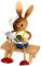 Drechslerei Kuhnert - Osterdekoration/Osterhase - Kuhnert Hase mit Kaffee und Zeitung, aus Holz, Größe: stehend ca. 19 cm, EIN Original aus dem Erzgebirge, Made in Germany