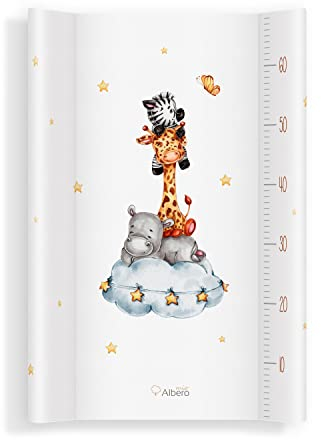 Albero Mio Baby Wickelauflage Wickelmulde Wickelunterlage 50 x 70 cm abwaschbar Wickeltischauflage Wickelaufsatz für Kinderbett Unisex (Safari Team)
