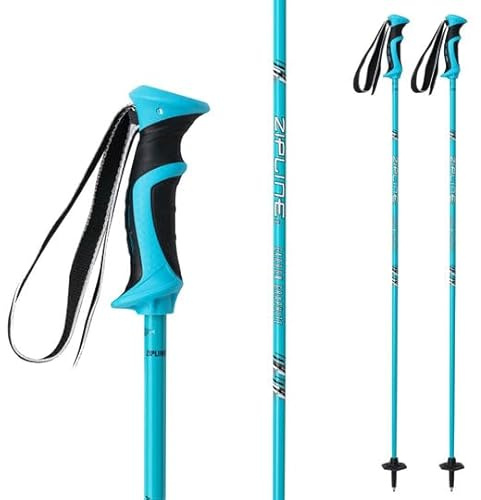 Zipline Lollipop 14.0 Graphite Carbon Composite Ski Poles – Lightweight Ergonomic Grip, Vibration Dampening, Groomers and Freestyle. Choice of Skiers (Radiant Blue, 42 in./107 cm)