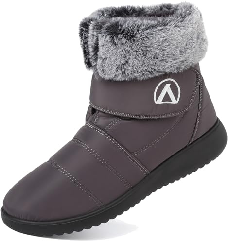 Lvptsh Botas de Nieve Mujer Impermeable Zapatos para Invierno Botines de Invierno Forradas Calientes Cómodas Antideslizantes,Grey,EU38