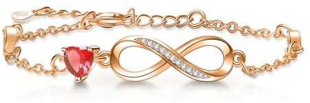 Tusuzik Pulsera Infinito Mujer Pulseras Mujer Plata de Ley 925 con Baño de Oro Rosa Amor Infinito Pulsera con Caja Regalo para Mujeres Madre Mamá