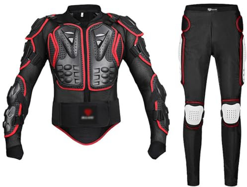 Kcolic Giacca da Moto Armatura Completa, Protezione Torace per Uomo, Rosso, M
