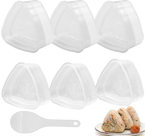 Aimeke 6 Stück Onigiri Form Dreieck Onigiri Maker Große und Kleine Sushi Form DIY-Reiskugelform Mit Reislöffel, Nigiri Sushi Maker für Küche Party Anfänger