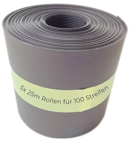 Novatool Premium PP 125m Rollen Sichtschutzstreifen für Doppelstabmattenzaun Fenster GRAU für 50 Reihen Stabmattenzaun Sichtschutzstreifen langlebig & witterungsbeständig Zaunelemente Sichtschutz