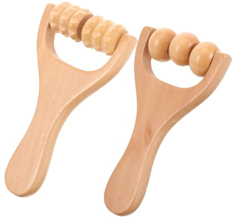 Faszien Massagerolle Und Muskelrollenstock Manueller Massagestab Mit 2 Holz-Triggerpunkt-Stick-Rollern - Anti- -Gesichts- Und Körperroller - Ideal Für Gua Sha Scraping -
