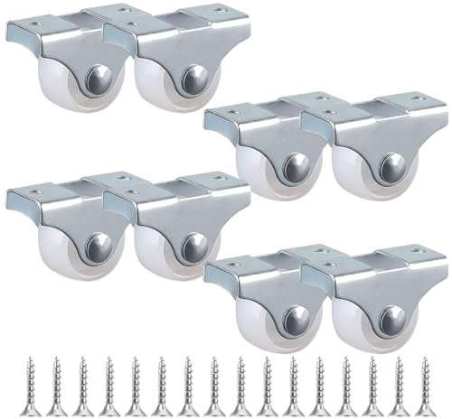 8 PcsFixed Castor Wheels, 25mm Wheels for Furniture Silent Rubber Heavy Duty Castor Wheel with Screws Casters Set to Move Heavy Objects Furniture Equipment Appliances Carts