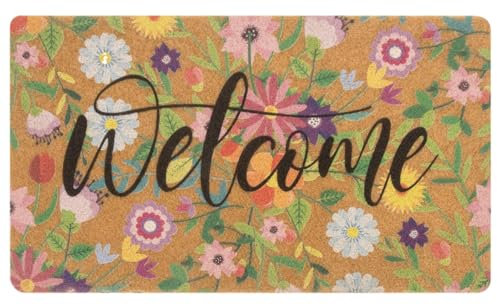 HilyBony Floral Welcome Mats Flower Coir Door Mat Colorful Spring Door Mat Indoor Entrance Cute Decorative Outdoor Doormats Non Slip Outside Door Mats for Front Door(30 * 17 inch)