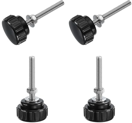 QUARKZMAN 4 Juegos De Perillas Estriadas Con Tuercas Y Arandelas, Roscado Métrico M5 X 40mm Hembra, Cabeza De Plástico De 25mm, Vástago De Acero Inoxidable 304, Perillas De Mano