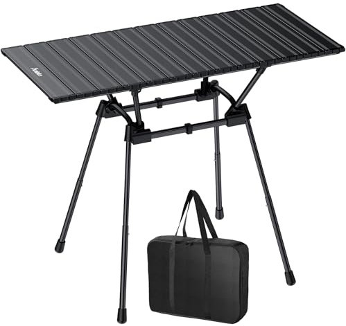 Anbte Tavolo Giardino Pieghevole Portatile per Campeggio/Picinc/Balcone/Mercatini 89 * 40.5 * 71 Multifunzione Tavoli da Caffè Salvaspazio Altezza in Alluminio-Nero