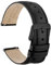 WOCCI 20mm Uhrenarmband für Herren und Damen, Echtes Leder - Top Genarbtes Leder, Schnellverschluss, Schwarze Schnalle (Schwarz)