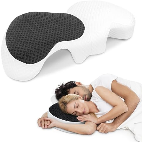 HOMCA Almohada para Parejas Almohada para Dormir de Lado con Agujero para el Brazo, Almohada Cervical de Espuma Viscoelastica para Cuello y Hombros, Prevenir el entumecimiento del Brazo, 72x37x15cm