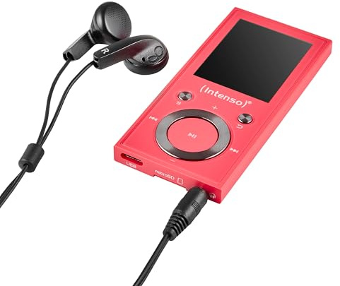 Intenso Video Scooter BT MP3-spelare med Bluetooth 5.0, 1,8 tums färgskärm, 64 GB microSD, USB-C, upp till 18 h batteri, inklusive hörlurar, rosa