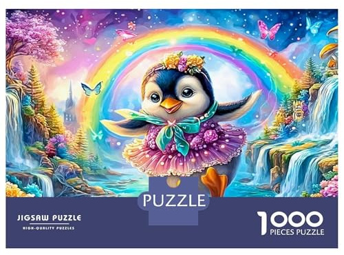 A Joyful Penguin Ballerina Under A Rainbow 1000-Piece Jigsaw Puzzle Cute Penguin Classic & Challenging, Gift for All Ages 38x26cm/1000pcs