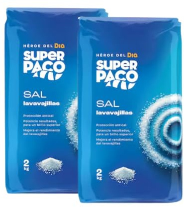 Super Paco Sal Marina para Lavavajillas, Protección Antical, Brillo Superior, 2 kg, Pack de 2