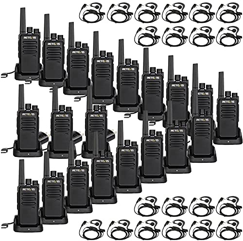 Retevis RT68 Walkie Talkies with Earpiece,2 Way Radios Long Range,Heavy Duty Walkie Talkies for Adults,Rechargeable with USB Charger Base, for Restaurant School Manufacturing Healthcare(20 Pack)