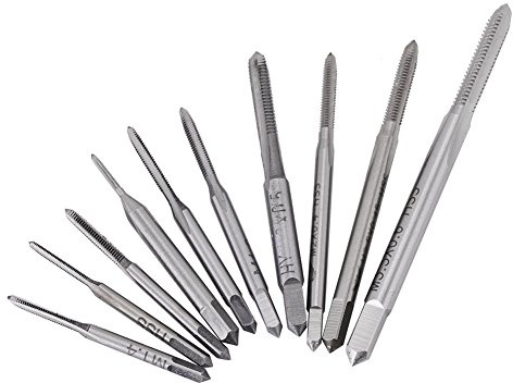 Mini HSS Maschi Filettati Set, M1 M1.2 M1.4 M1.6 M1.7 M1.8 M2 M2.5 M3 M3.5 Punta Trapano, 10 Pezzi Strumento di Filettatura Macchina Manuale per Legno, Plastica, Metallo
