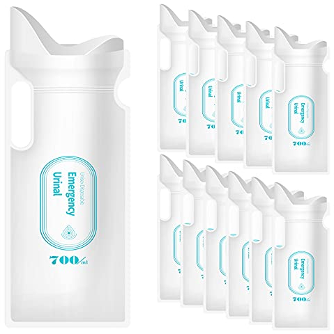 Adhafera Urinbeutel für Unterwegs 700ml, 12 Stücke Toilette für Unterwegs, Notfall Toilette für Camping, Wandern，Reise，Verkehrsstau