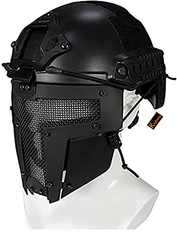 Casco táctico Airsoft Fast Tipo PJ con Máscara Protectora de Malla Metálica para Paintball Halloween Cosplay