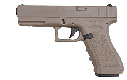 2EAGLE Airsoft-Pistole CM030 AEP elektrisch-Halbautomatisch/Automatisch(Burst-Modus)-Wüstenfarbe-Plastik und Metall-Leistung 0.5 Joule, 21,5 cm